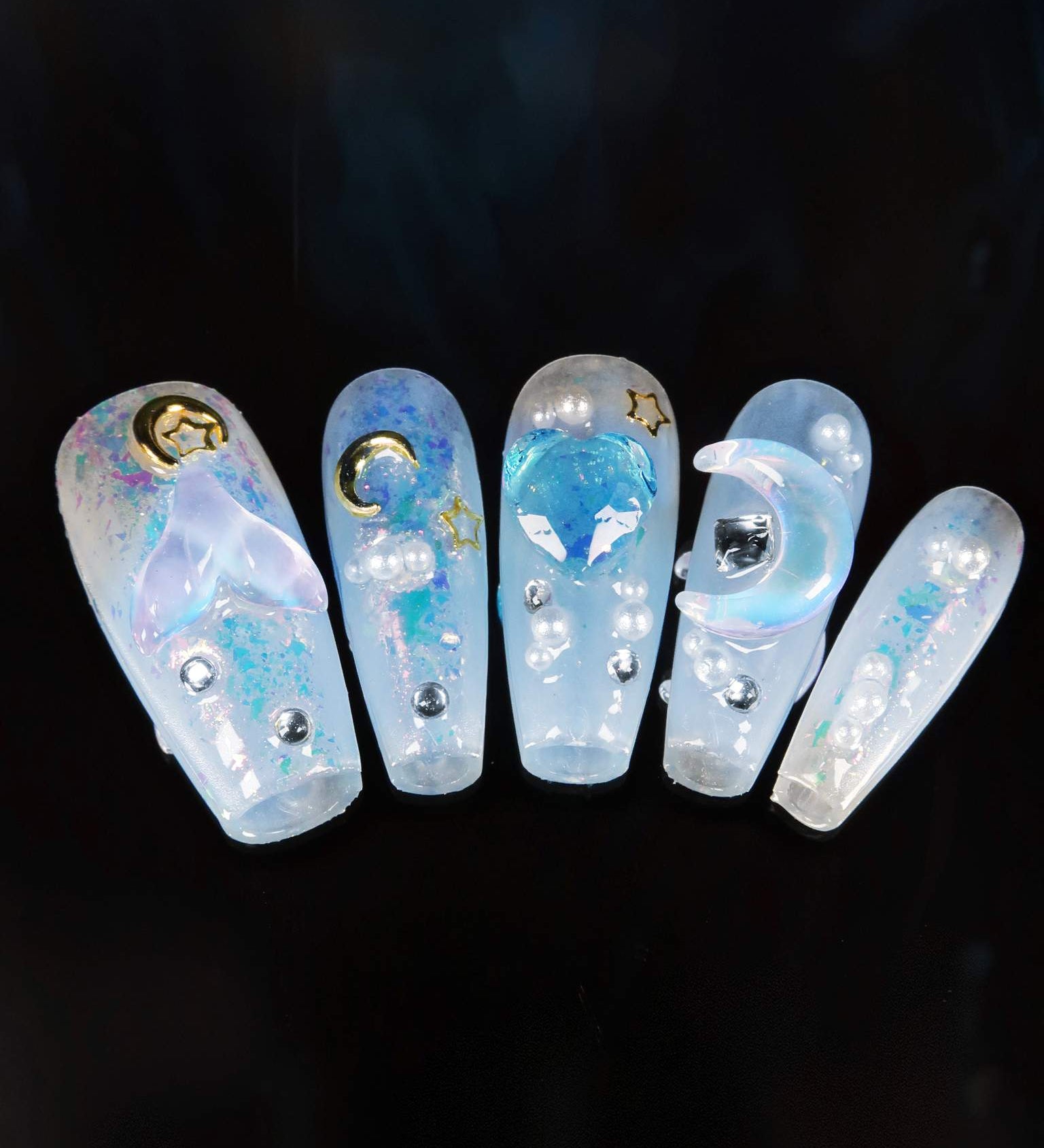 Dream Ocean - Ersa Nails Blue Med Coffin PressOnNails