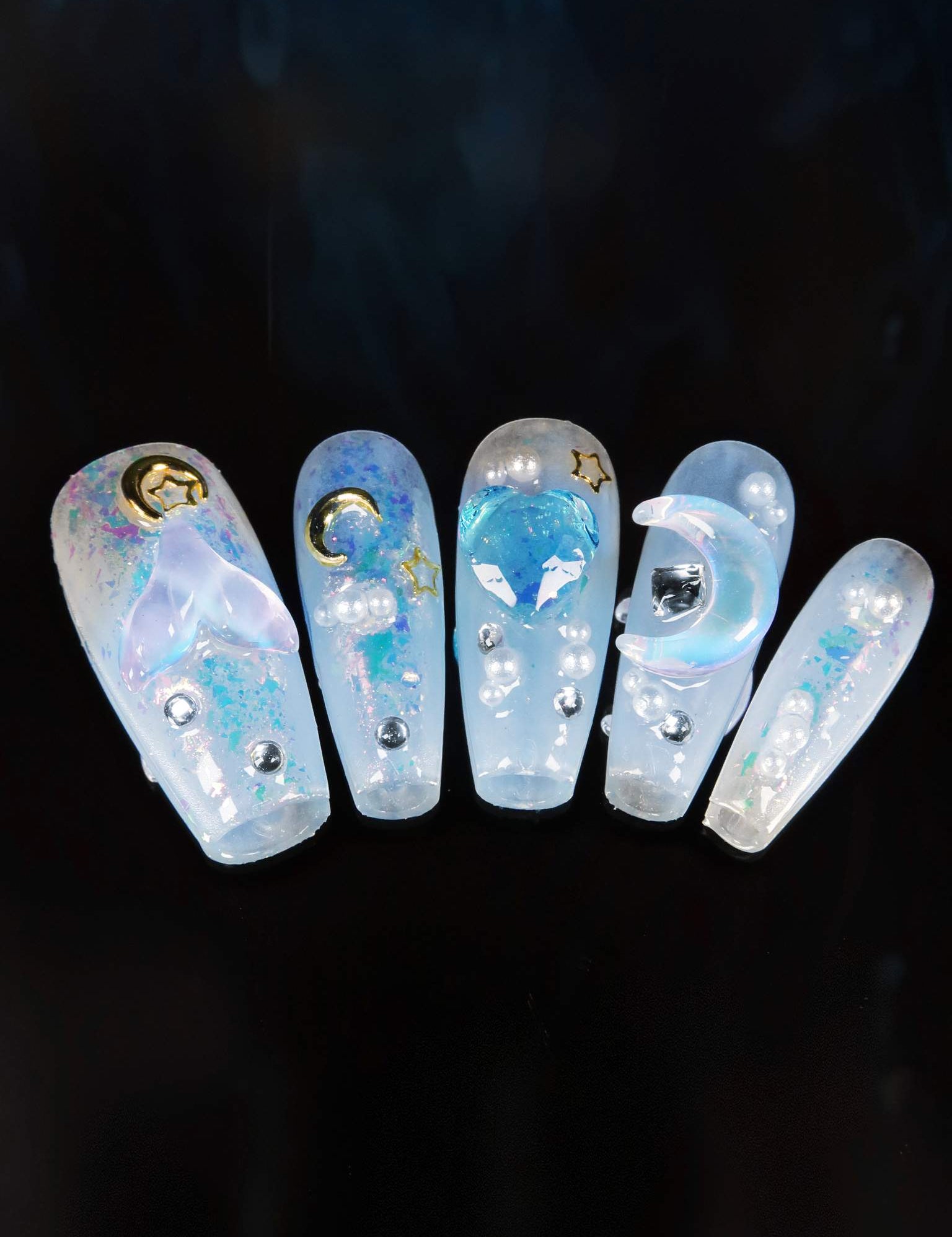 Dream Ocean - Ersa Nails Blue Med Coffin PressOnNails