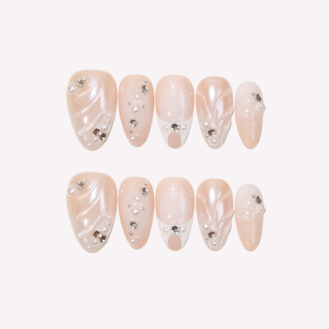 Dressed to the Nines - Ersa Nails Nude White PressOnNails