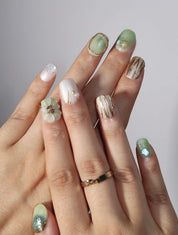 Emerald Dream - Ersa Nails Jade White Gold PressOnNails