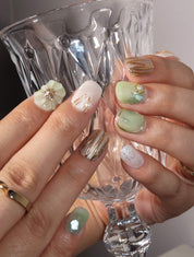 Emerald Dream - Ersa Nails Jade White Gold PressOnNails