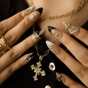 Enigma - Ersa Nails Nude Black White PressOnNails