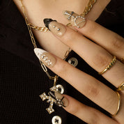 Enigma - Ersa Nails Nude Black White PressOnNails