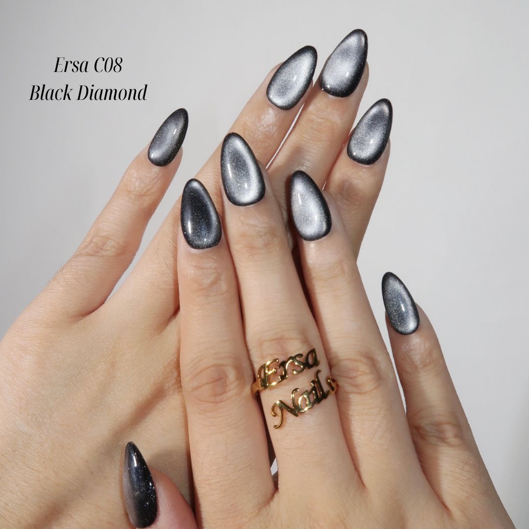 Ersa C08 - Black Diamond - Ersa Nails Black  PressOnNails