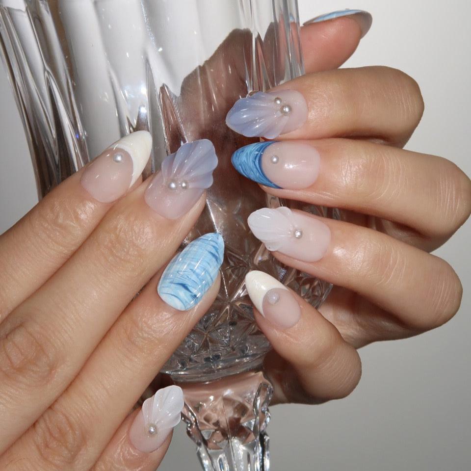 Whispering Tide - Ersa Nails Nude Blue PressOnNails