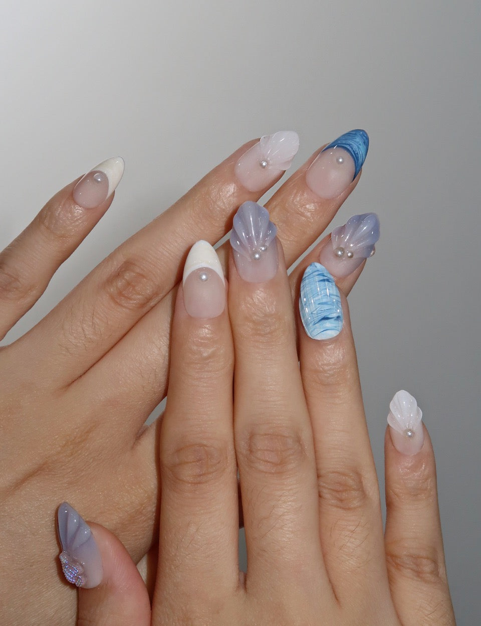 Whispering Tide - Ersa Nails Nude Blue PressOnNails