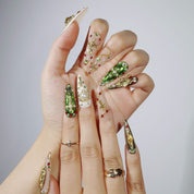Eternal Faith - Ersa Nails Nude Jade Gold PressOnNails