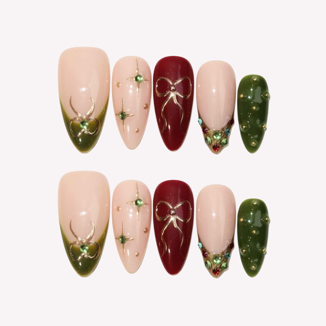 Evergreen Bliss - Ersa Nails Nude Red Jade PressOnNails