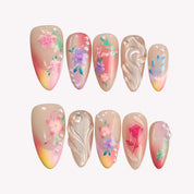 Fairy Song - Ersa Nails Nude Pink Yellow PressOnNails