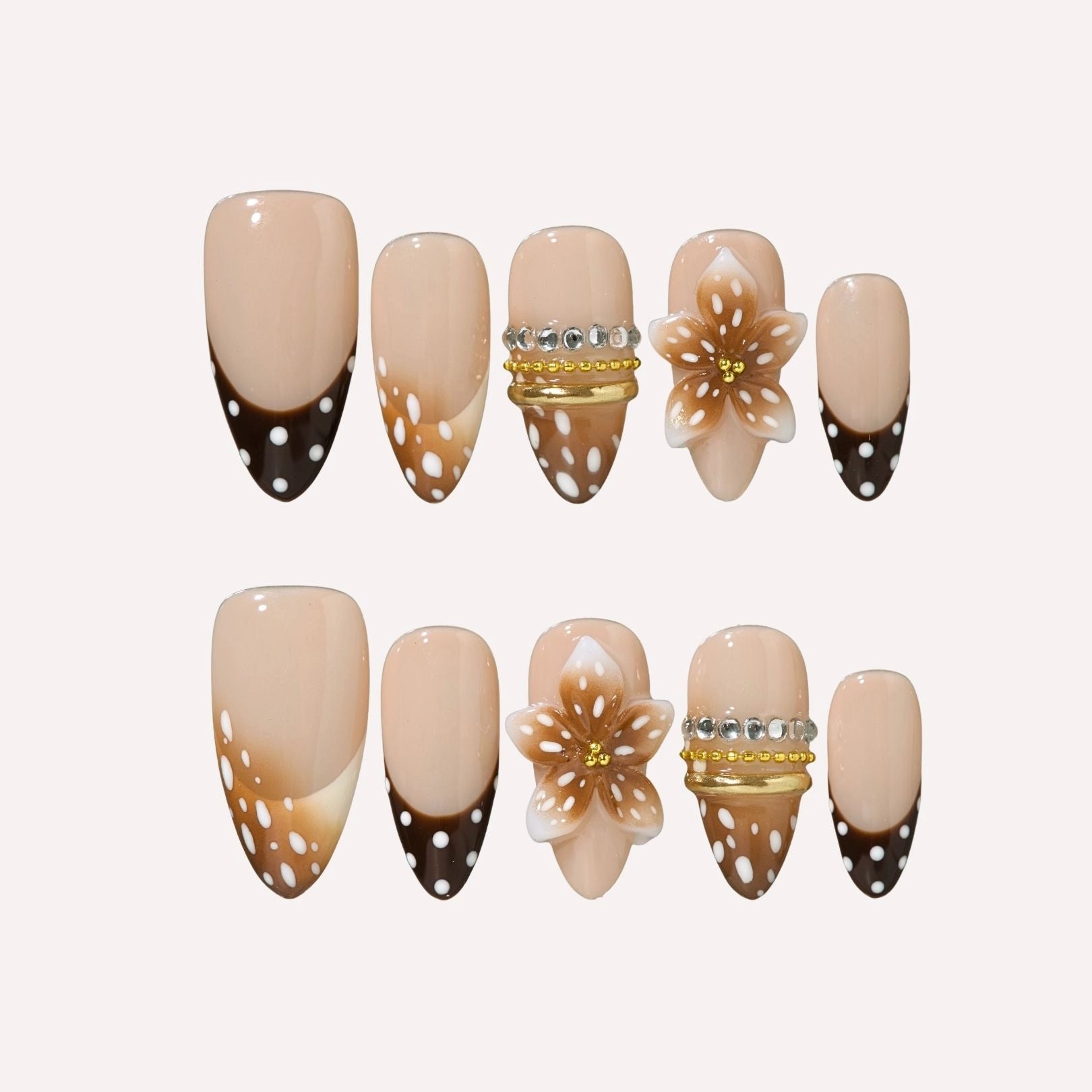 Fall in Luxe - Ersa Nails Nude Brown Medium Almond Handmade Press On Nails