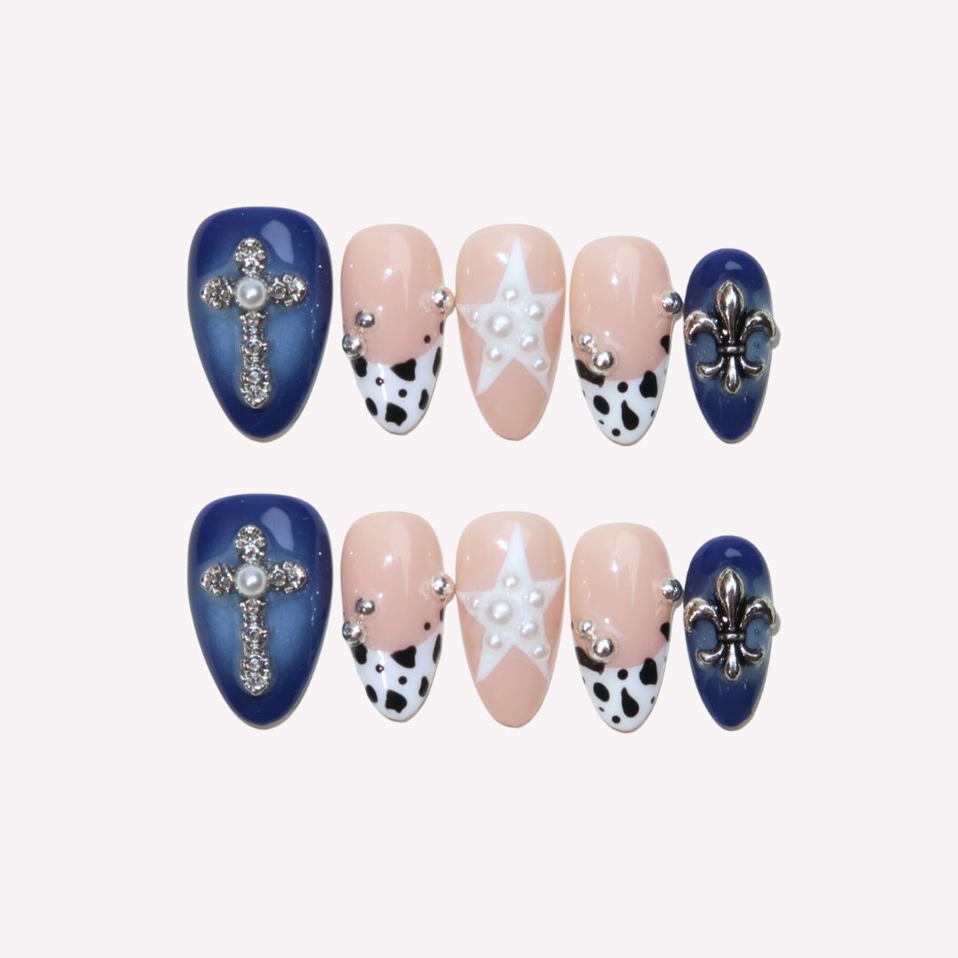 Fearless - Ersa Nails Nude Blue PressOnNails