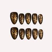 Feral Gold - Ersa Nails Brown Short Almond Handmade Press On Nails