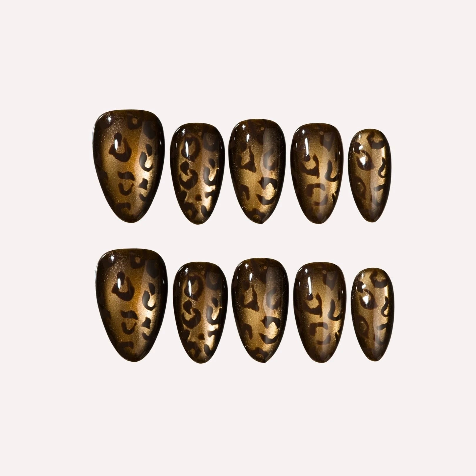 Feral Gold - Ersa Nails Brown Short Almond Handmade Press On Nails