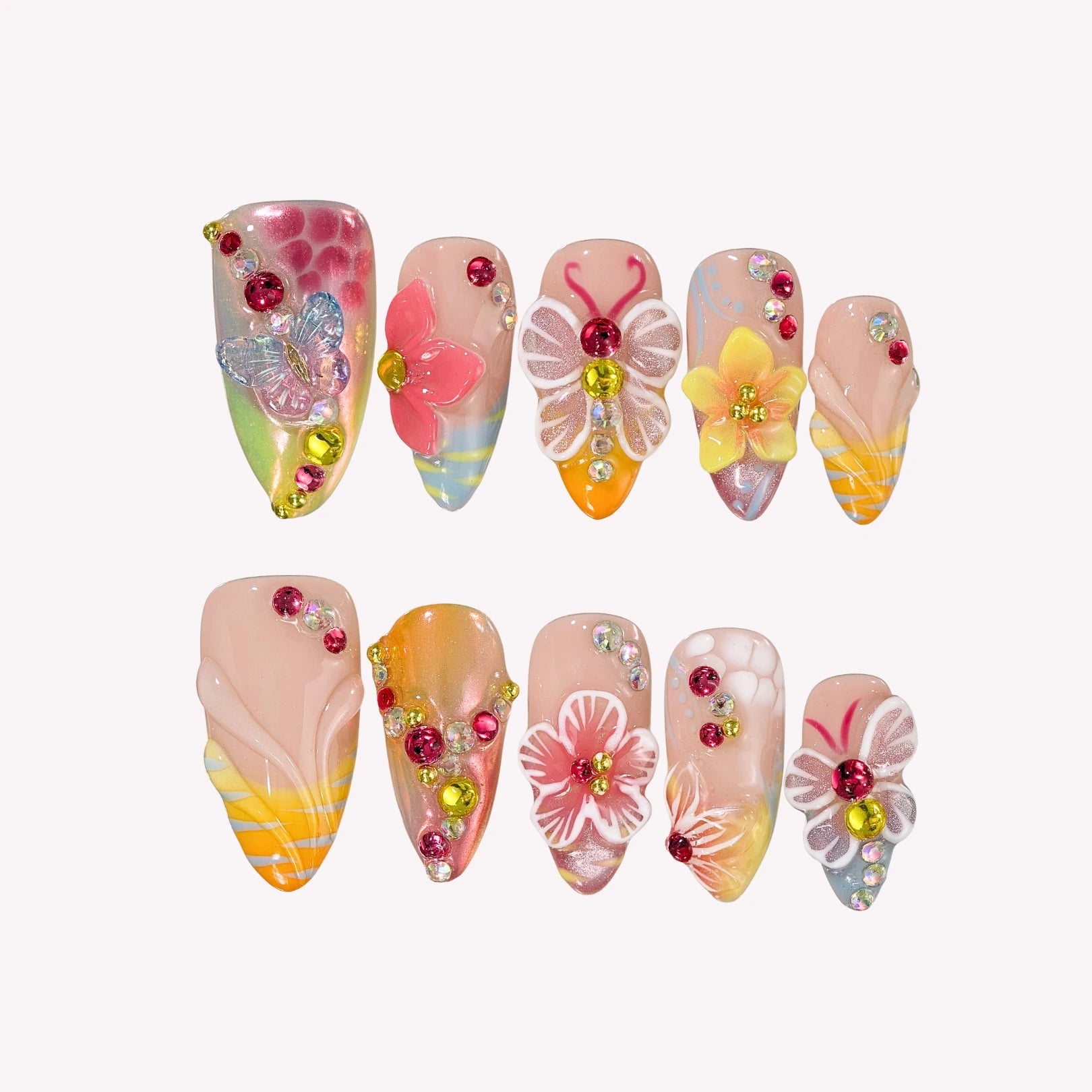 Fever Dream - Ersa Nails Red Yellow Nude PressOnNails