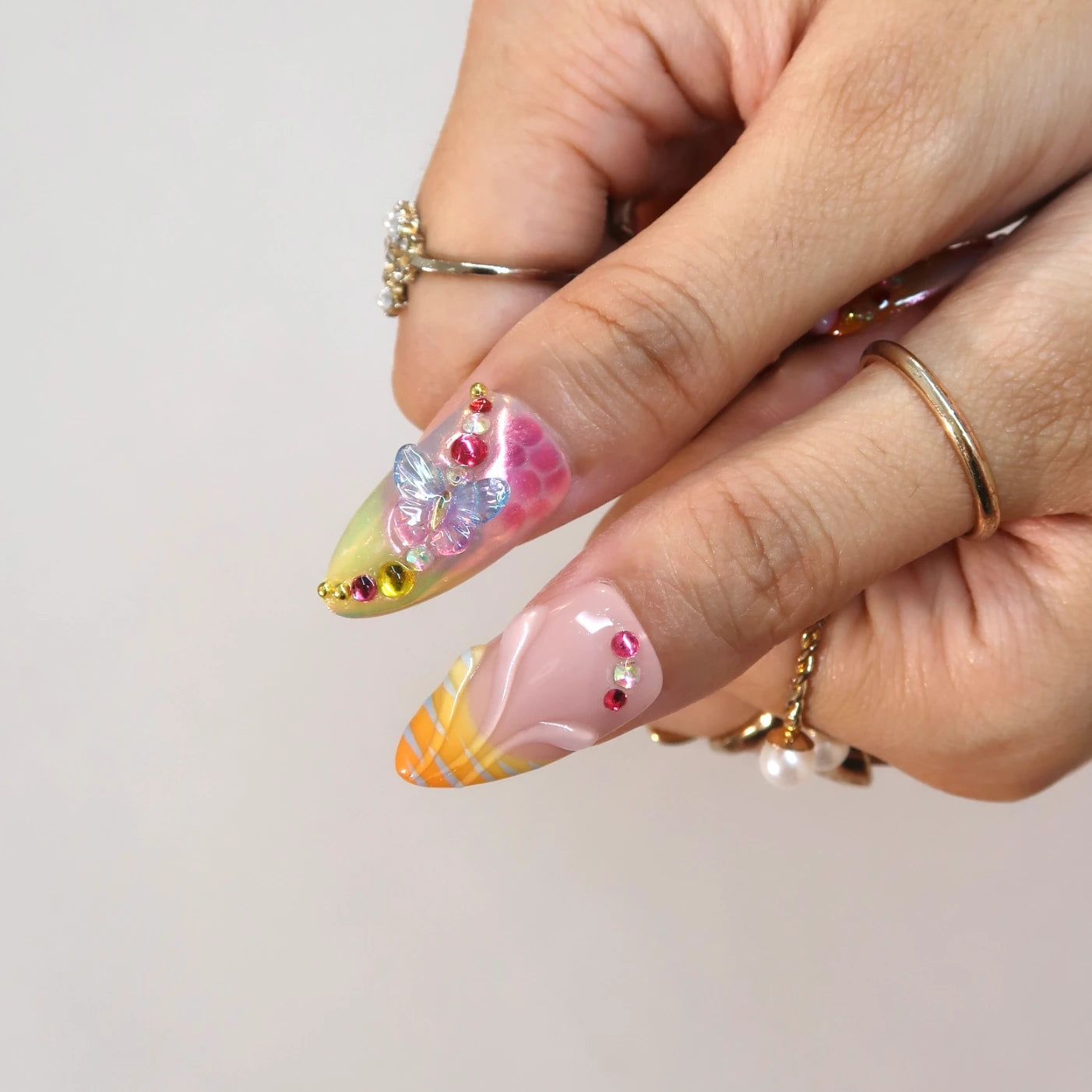 Fever Dream - Ersa Nails Red Yellow Nude PressOnNails