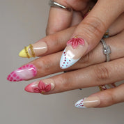 Flame of Passion - Ersa Nails Nude Pink Blue Yellow PressOnNails