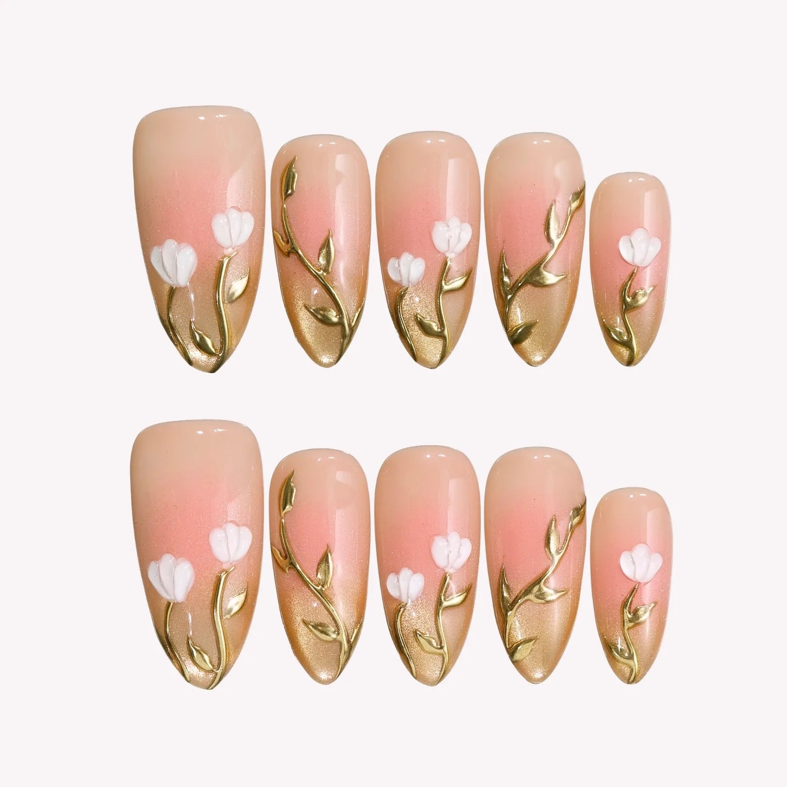 Fleur d’Or - Ersa Nails Nude Gold PressOnNails