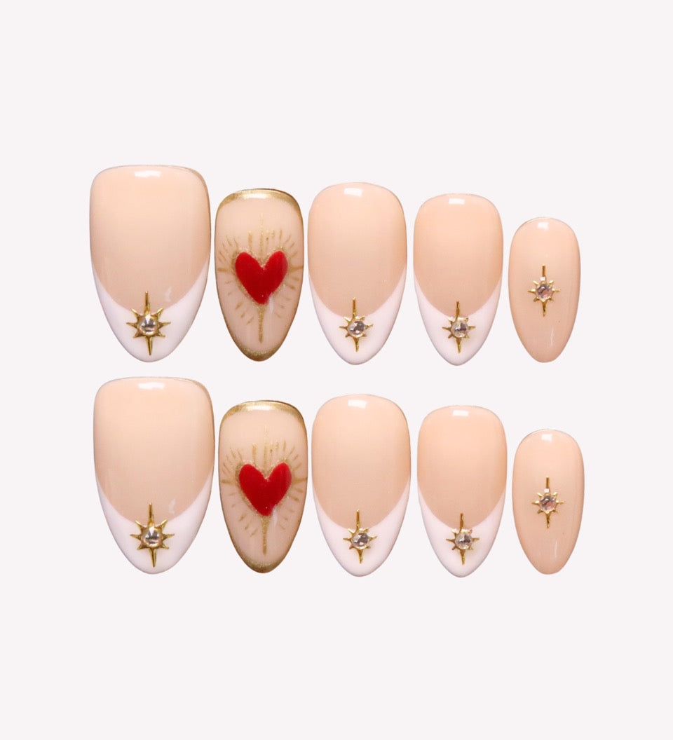 Flipped - Ersa Nails Nude White Red PressOnNails