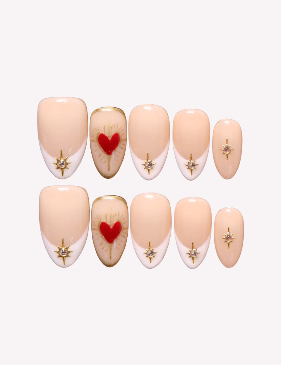 Flipped - Ersa Nails Nude White Red PressOnNails