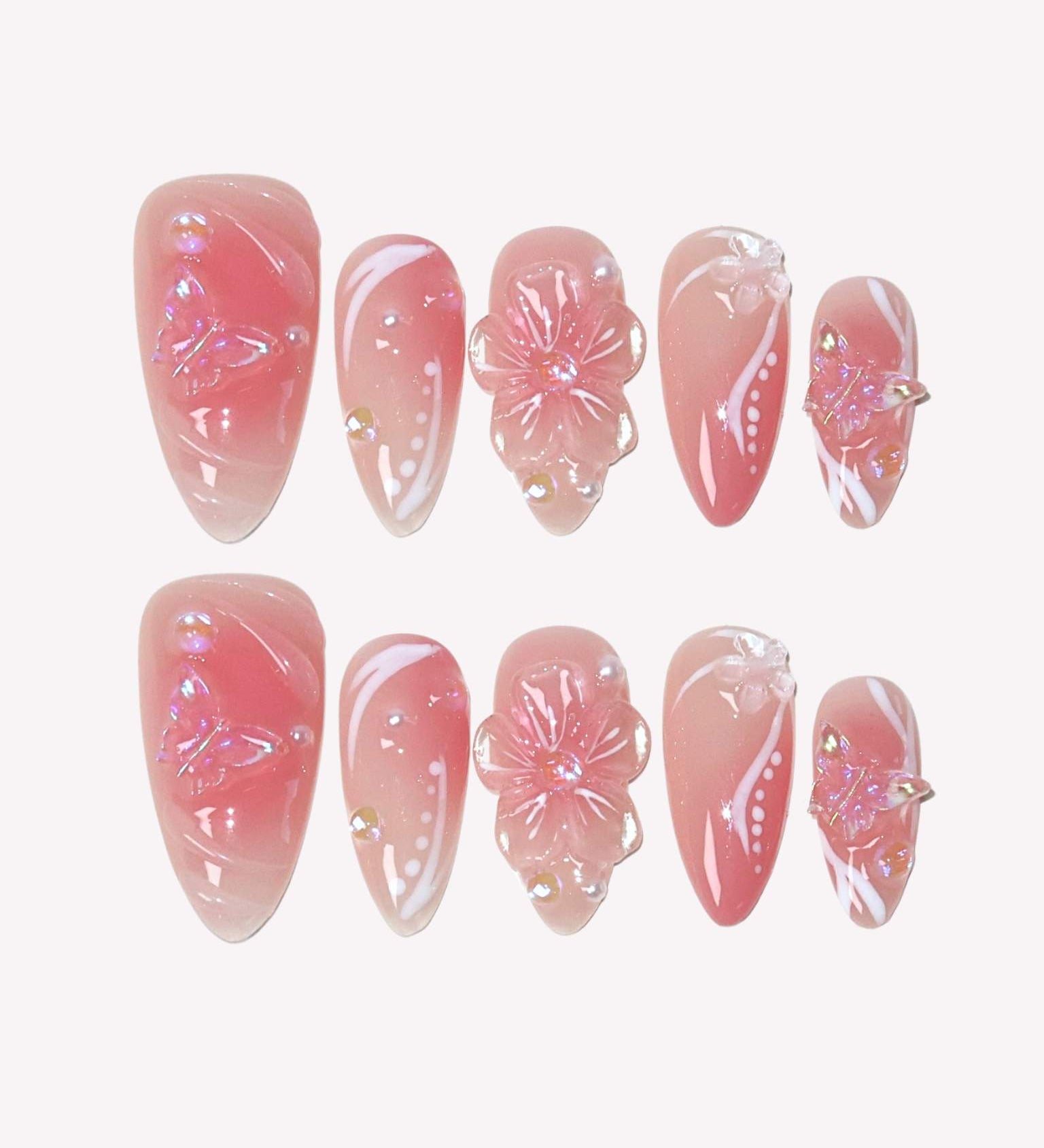 Floral Dreamland - Ersa Nails Nude Pink PressOnNails