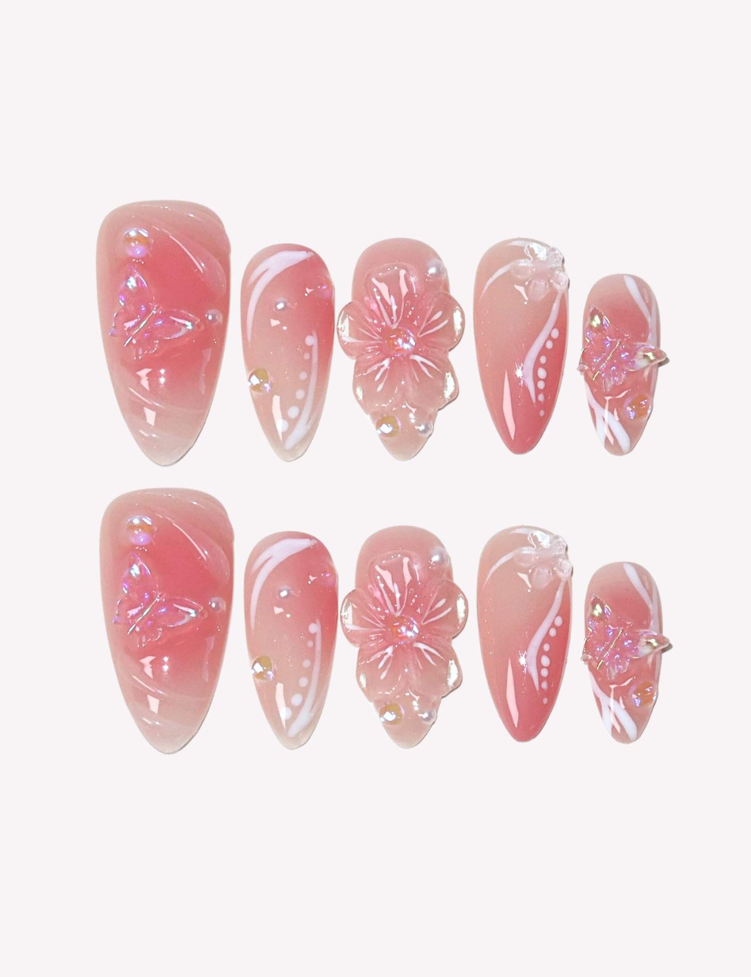 Floral Dreamland - Ersa Nails Nude Pink PressOnNails