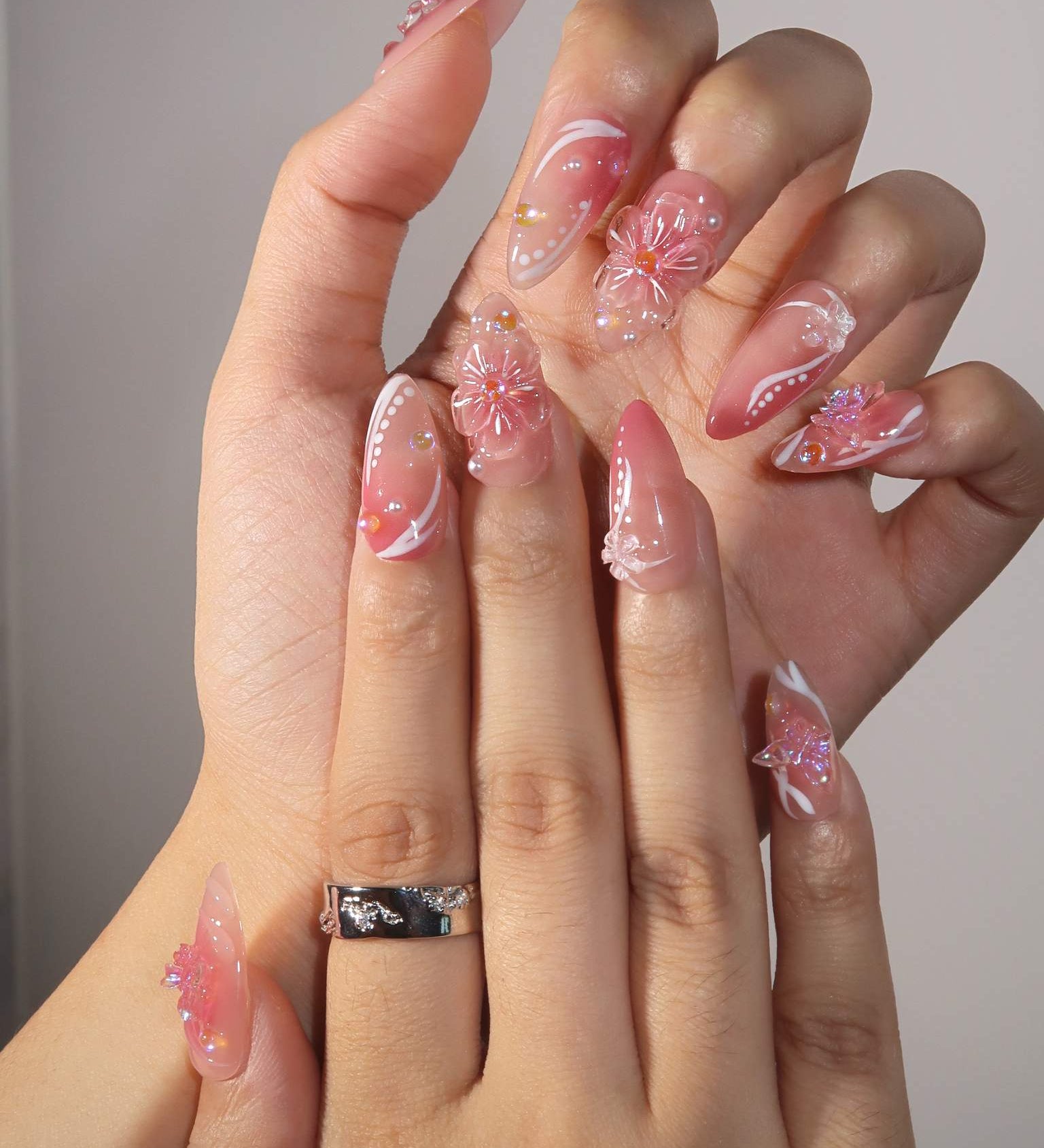 Floral Dreamland - Ersa Nails Nude Pink PressOnNails