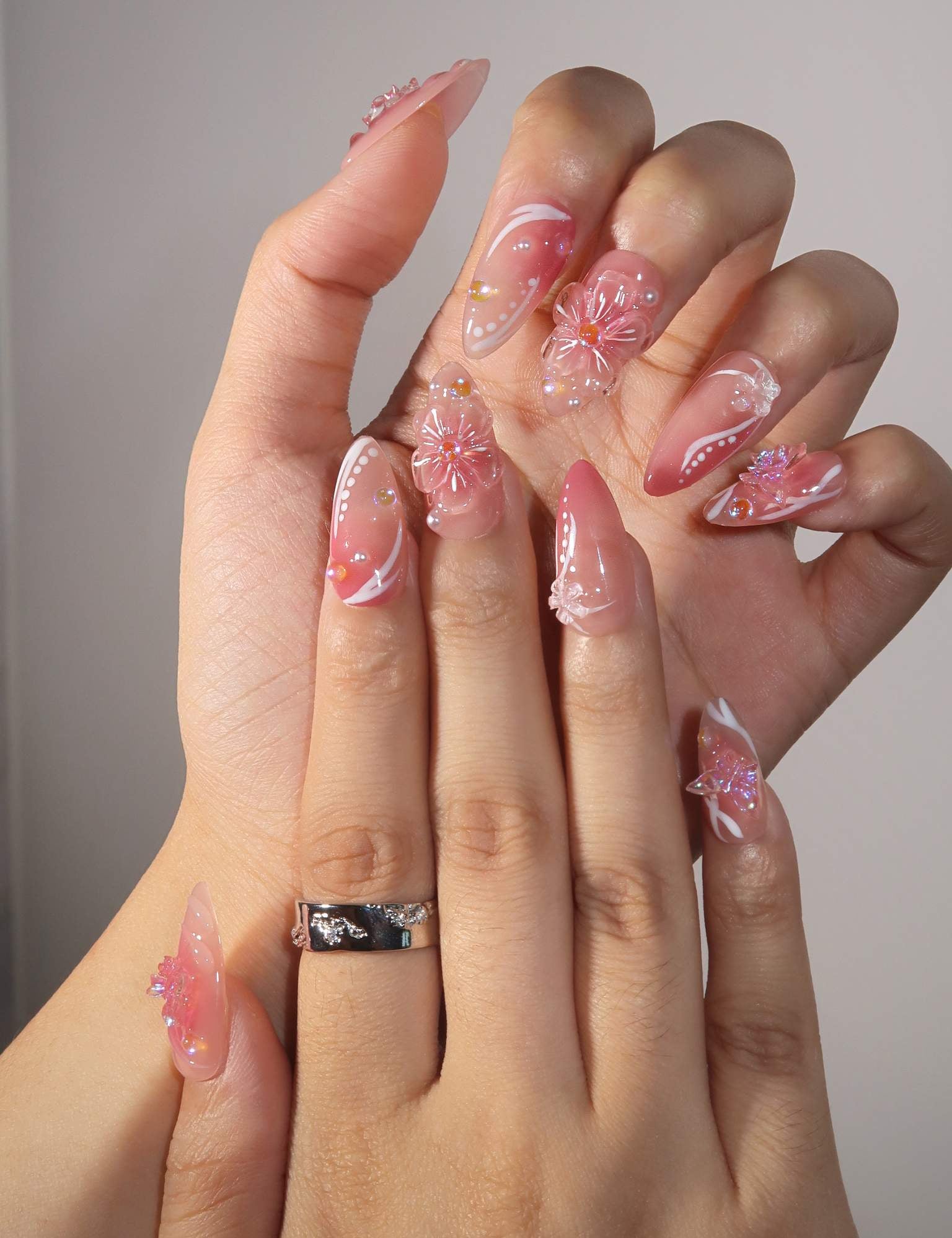 Floral Dreamland - Ersa Nails Nude Pink PressOnNails