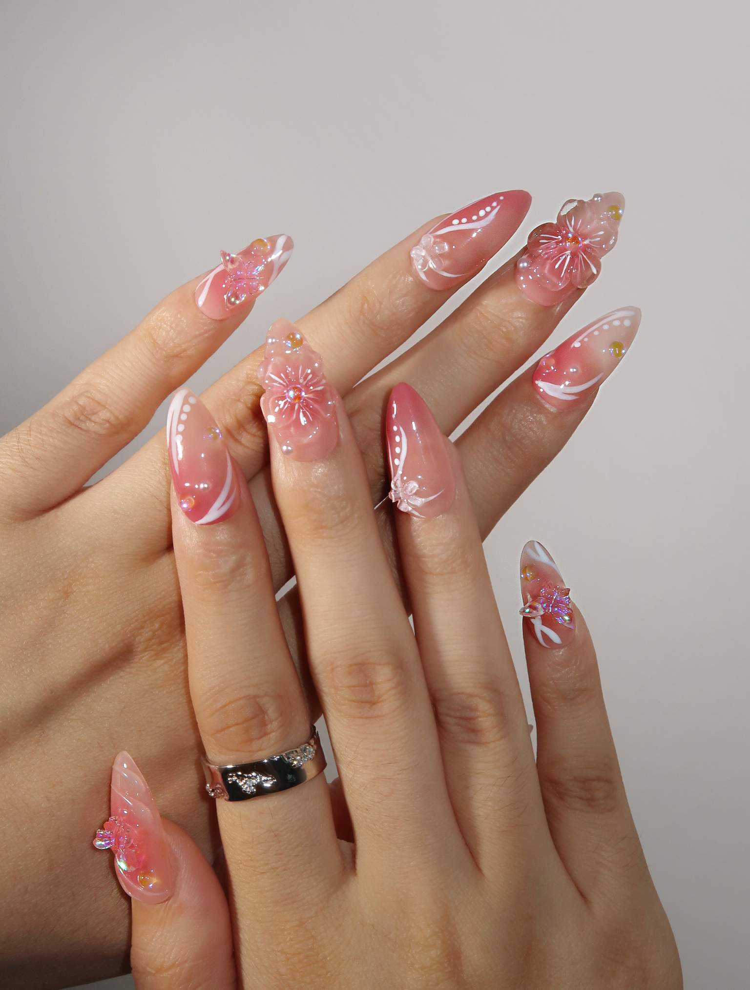 Floral Dreamland - Ersa Nails Nude Pink PressOnNails