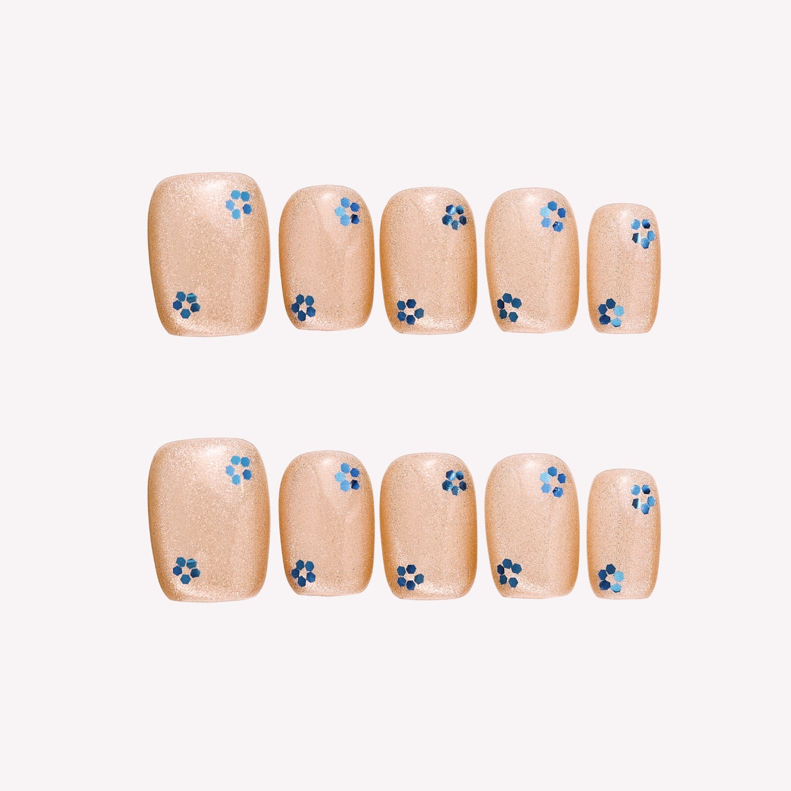 Floret- Ersa Nails Nude Blue PressOnNails