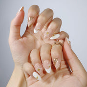 Flower Hour - Ersa Nails Nude White Gold PressOnNails