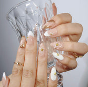 Flower Hour - Ersa Nails Nude White Gold PressOnNails