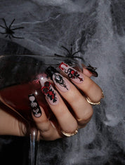 Flower of Revenge - Ersa Nails Nude Black Red PressOnNails