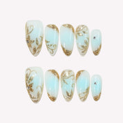 Forget Me Not - Ersa Nails White Blue Gold PressOnNails