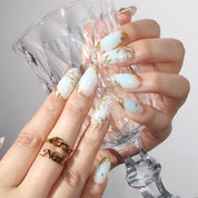 Forget Me Not - Ersa Nails White Blue Gold PressOnNails