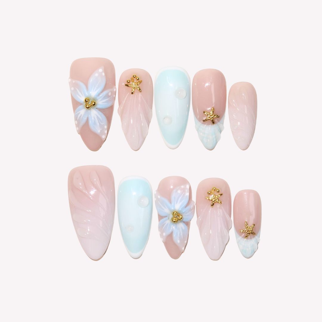 Free Soul - Ersa Nails Nude Blue PressOnNails