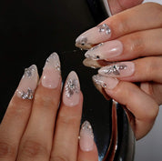 Frosty Petal - Ersa Nails Nude Silver PressOnNails