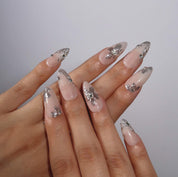 Frosty Petal - Ersa Nails Nude Silver PressOnNails