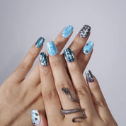 Galactic Tide - Ersa Nails Blue Silver PressOnNails