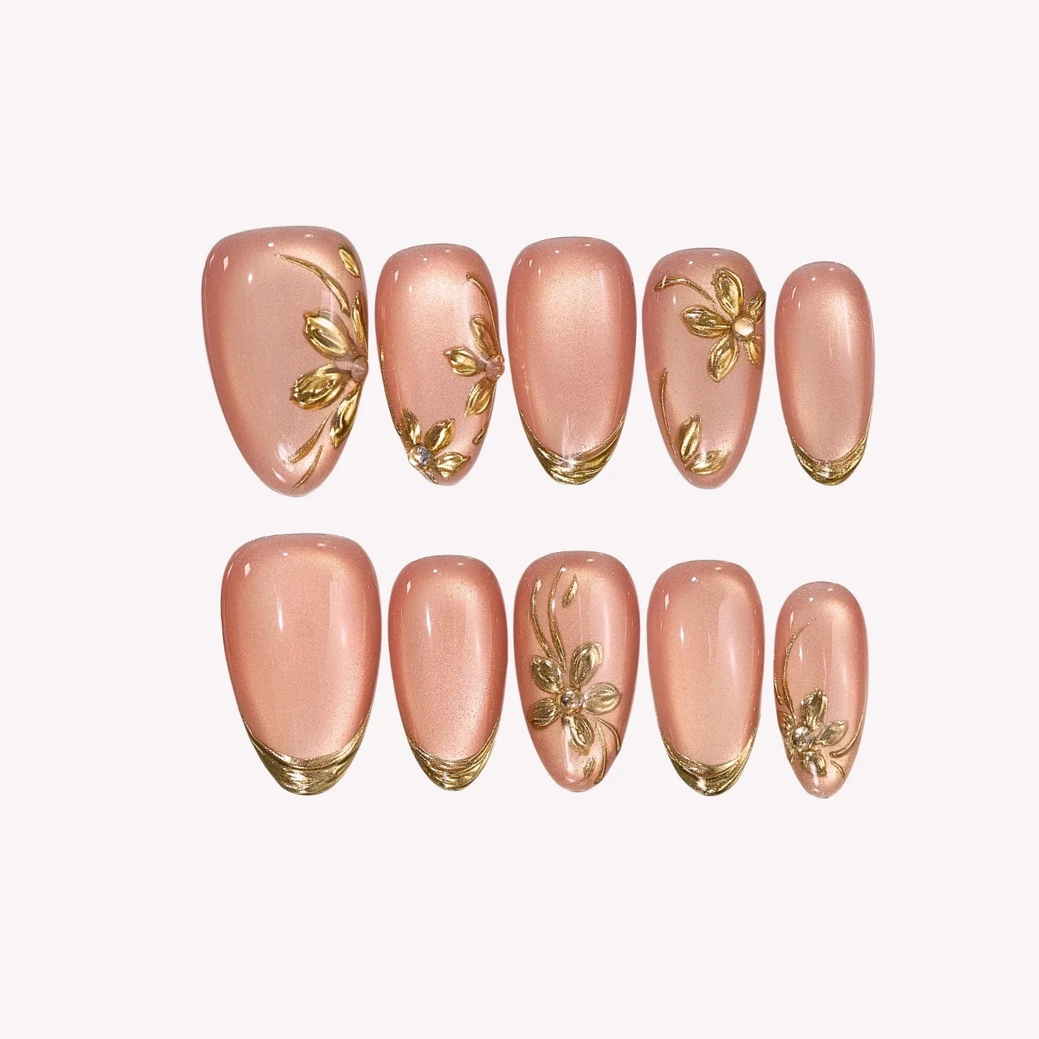 Garden Date - Ersa Nails Gold Pink PressOnNails