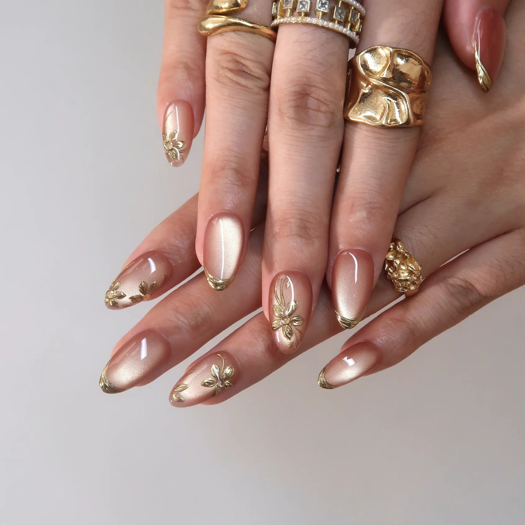 Garden Date - Ersa Nails Gold Pink PressOnNails