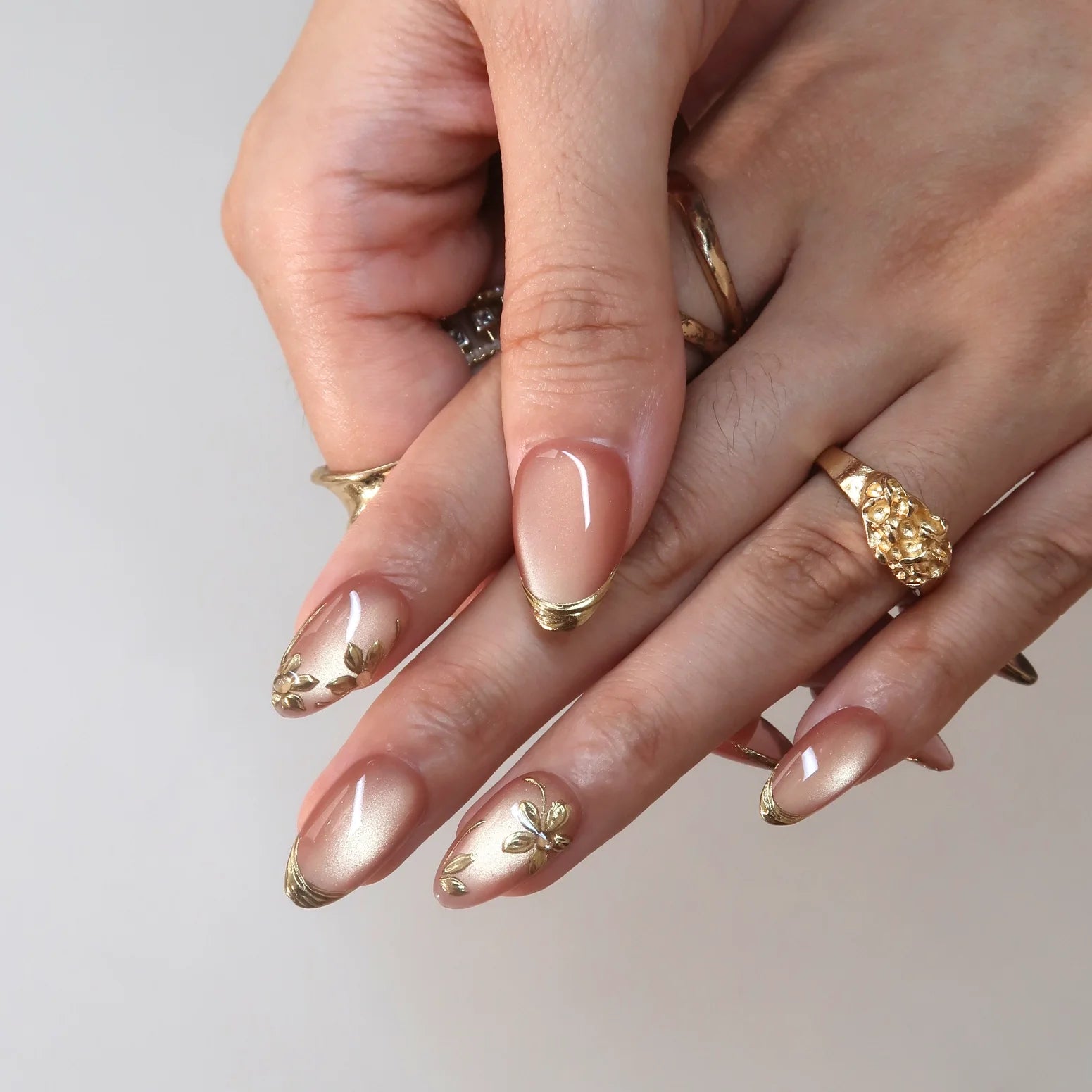 Garden Date - Ersa Nails Gold Pink PressOnNails