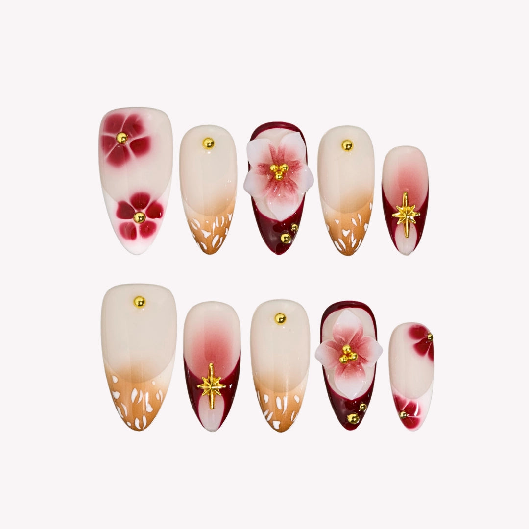 Garden Diary - Ersa Nails Nude Red PressOnNails