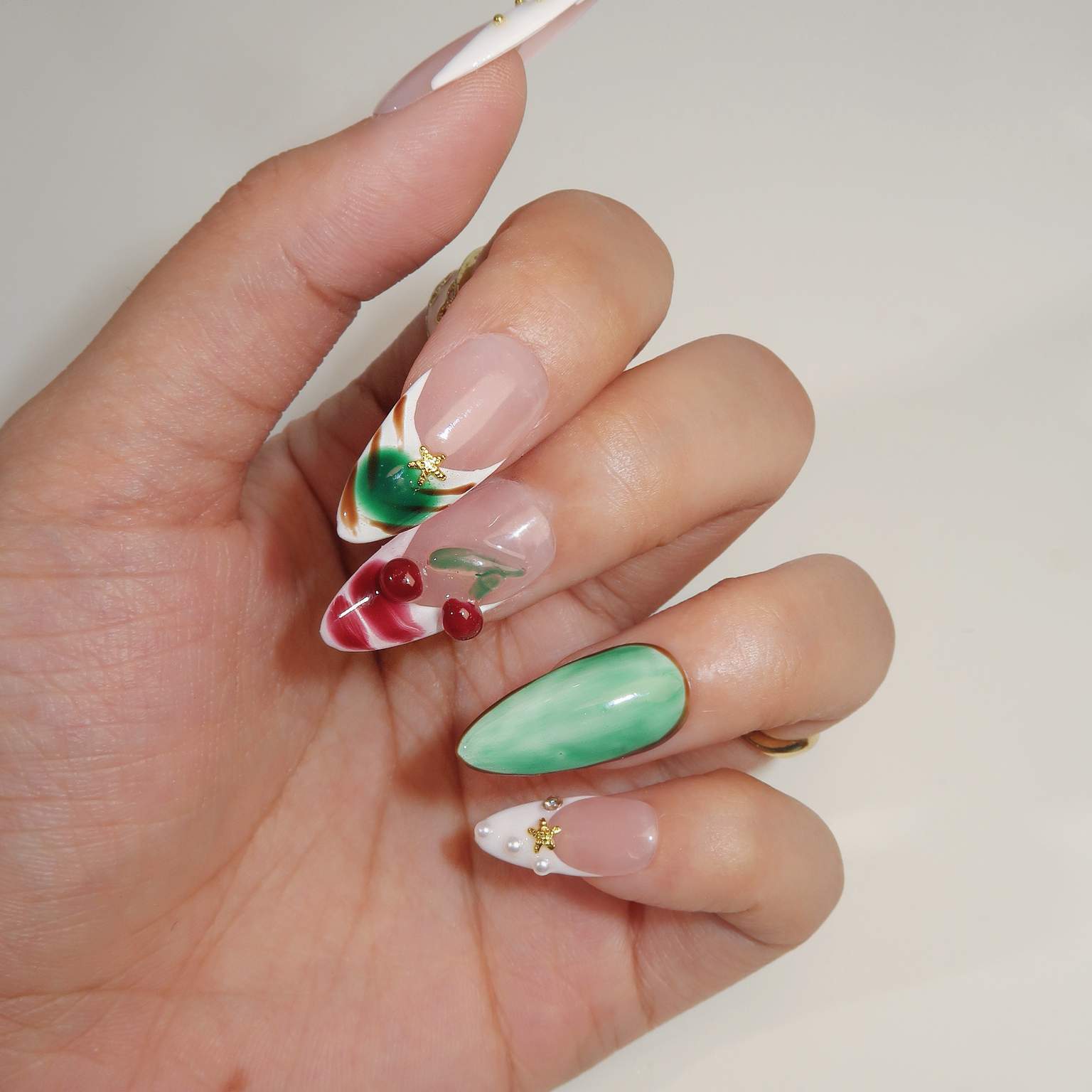 Garden of Secrets - Ersa Nails Nude White Jade PressOnNails