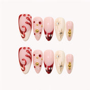 Garnet Glitz - Ersa Nails Nude White Red PressOnNails