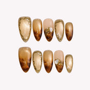 Gilded - Ersa Nails Brown Gold PressOnNails