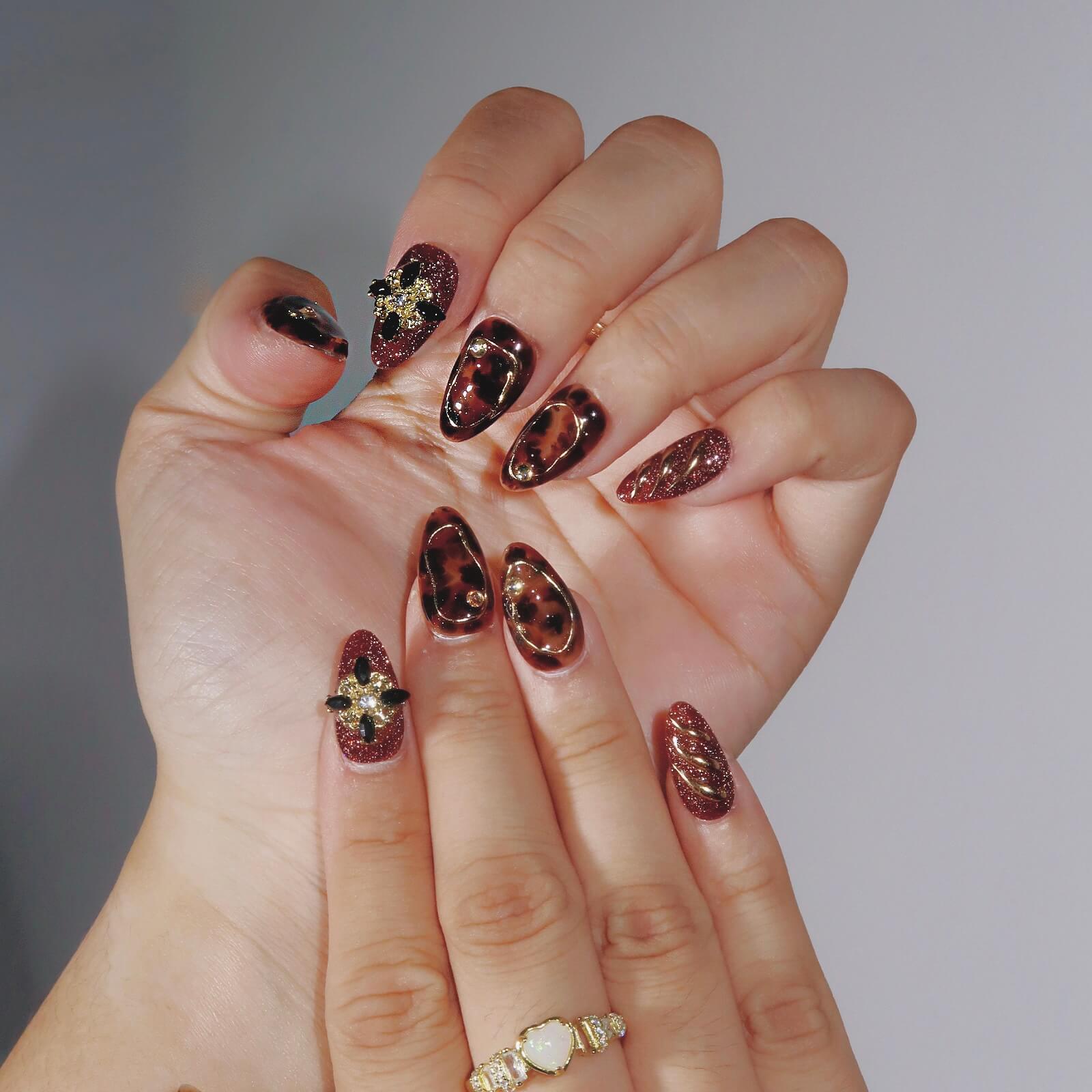 Gilded Amber - Ersa Nails Brown Gold PressOnNails