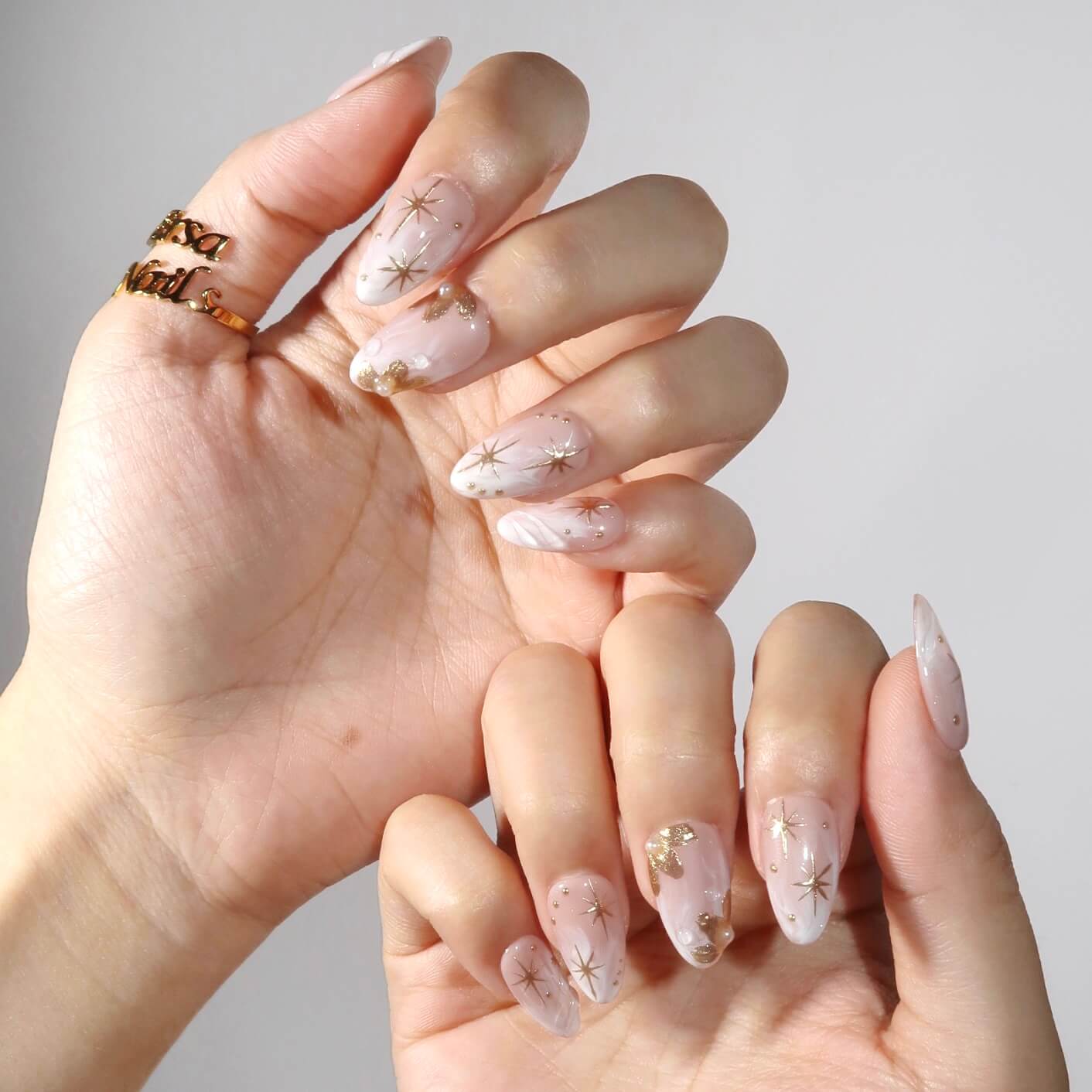 Gilded Mist - Ersa Nails Nude White Gold PressOnNails