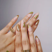 Gilt Party - Ersa Nails Nude Jade Gold PressOnNails