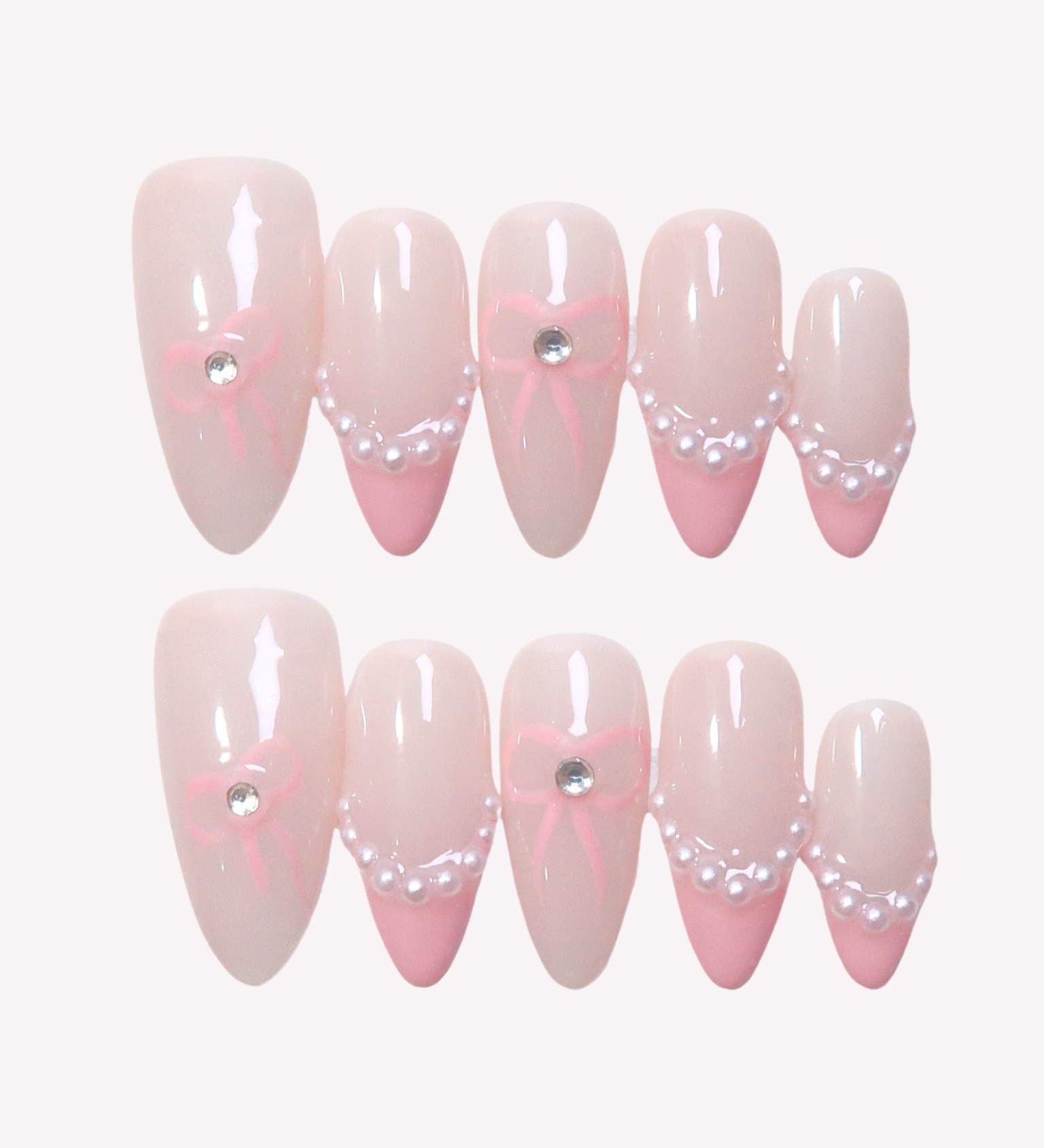 Girl in Pearl - Ersa Nails Nude Pink Med Almond PressOnNails