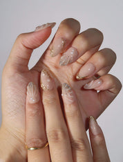 Glowing Beach - Ersa Nails Nude Gold PressOnNails